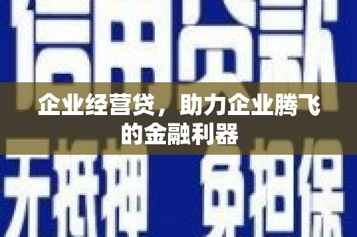天祝企业经营贷，助力企业腾飞的金融利器